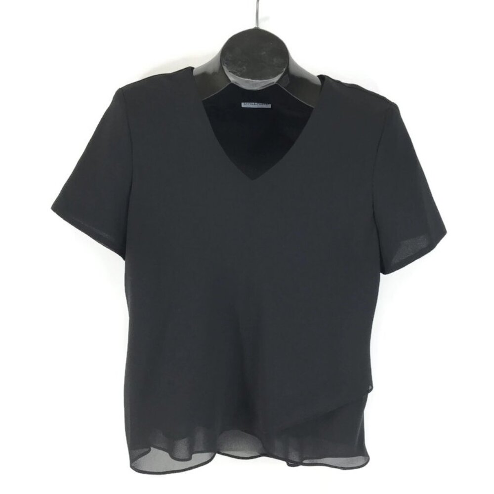 Vintage D'Allaird Chiffon Blouse Women's Plus Size 14 Black Layered Career